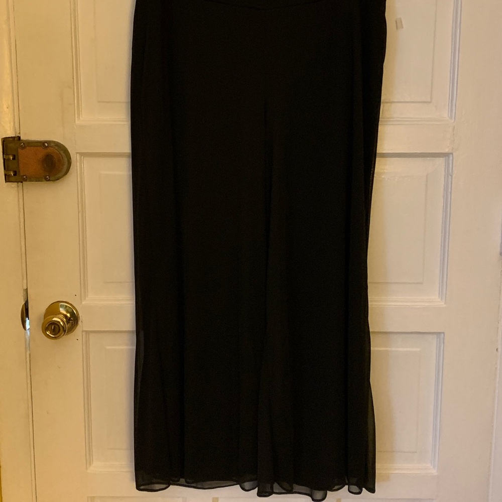 House of CB Black Wide Leg Pants With Chiffon Overlay 1X